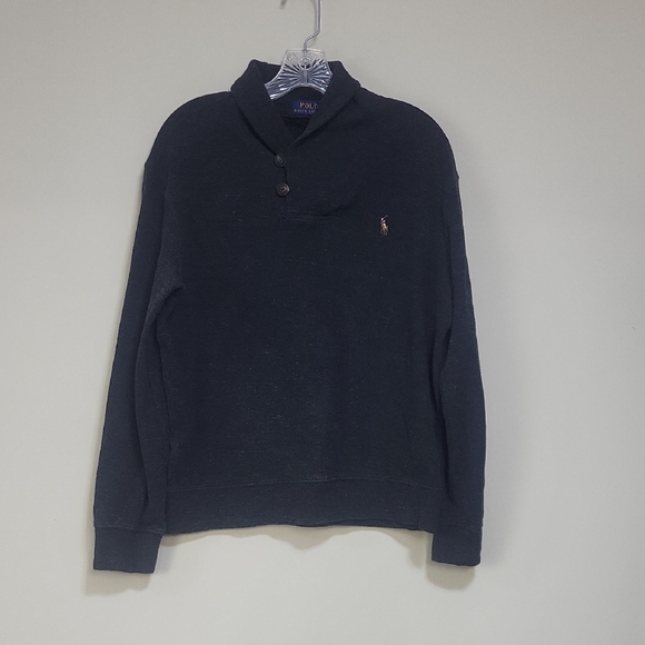 POLO RALPH LAUREN Gray Cotton Estate Rib Double Button Pullover- Youth/Short Man - Picture 2 of 12